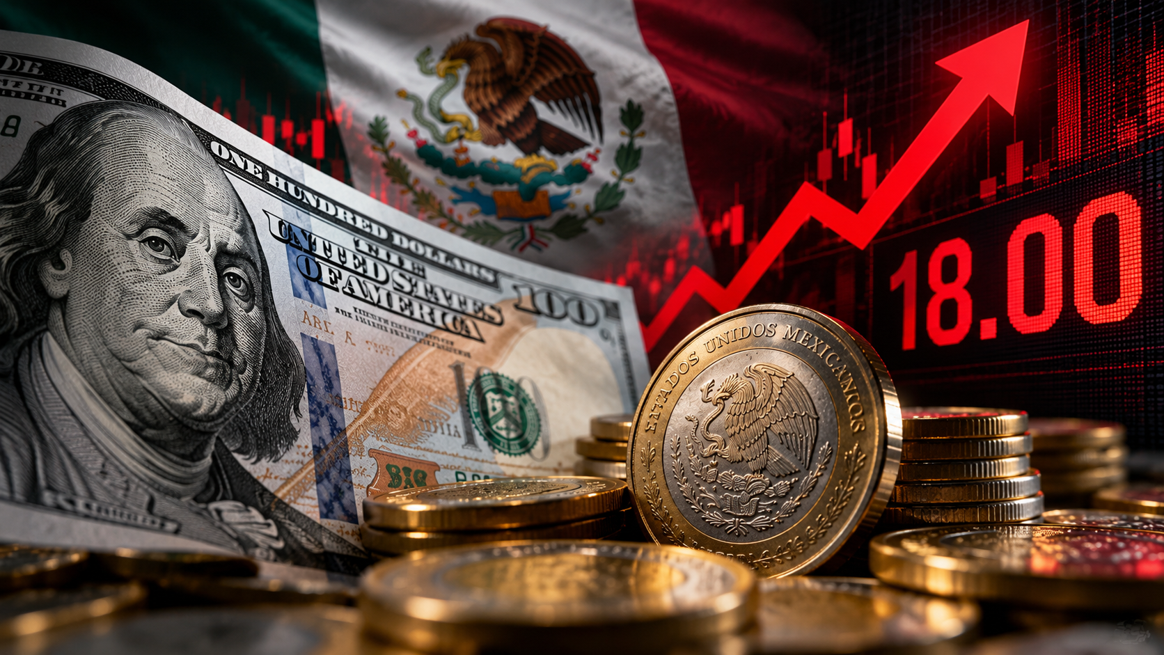 El dólar volvió a superar los 18 pesos, mientras la moneda mexicana enfrenta su nivel más débil desde marzo. Imagen ilustrativa.