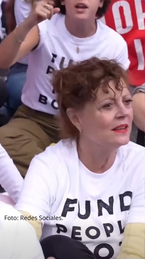 Susan Sarandon durante una protesta en Nueva York en apoyo a Palestina