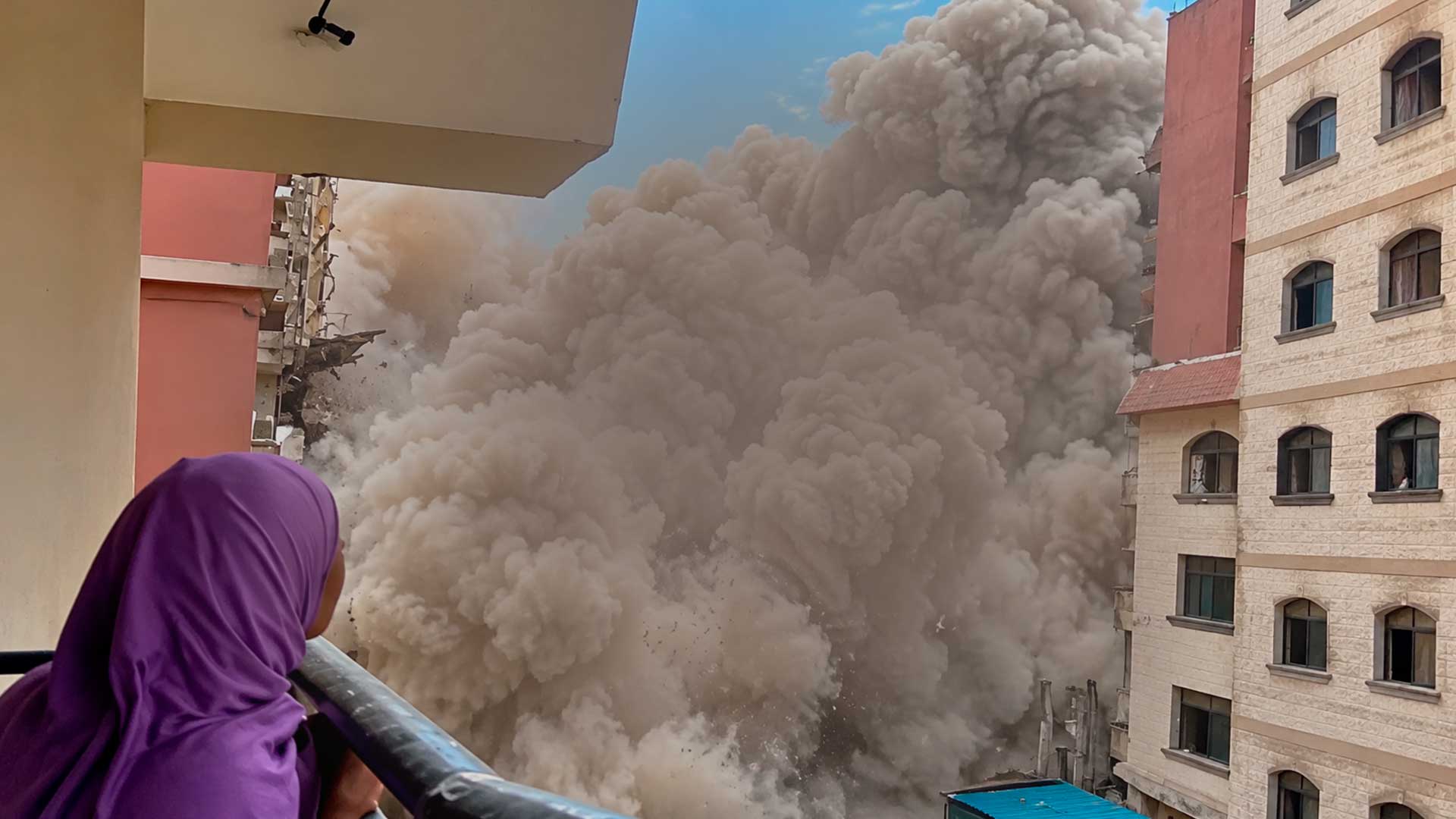 Una densa nube de polvo cubre parte de la zona donde se desplomó un edificio de varios pisos en Nairobi, Kenia, el 23 de octubre de 2026.