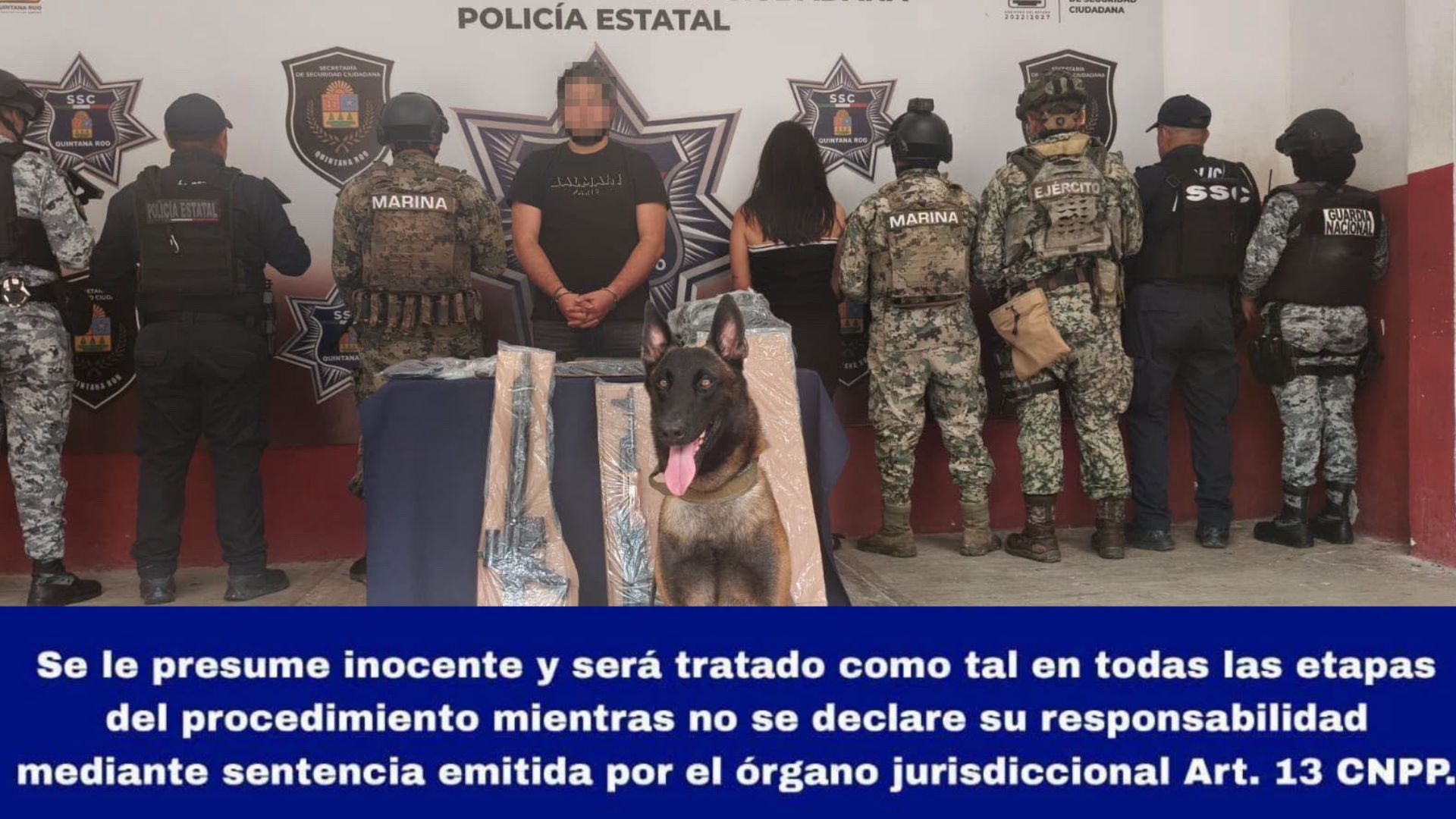 La Fiscalía General del Estado de Quintana Roo presentó a personas detenidas y diversos indicios asegurados como parte de una investigación.