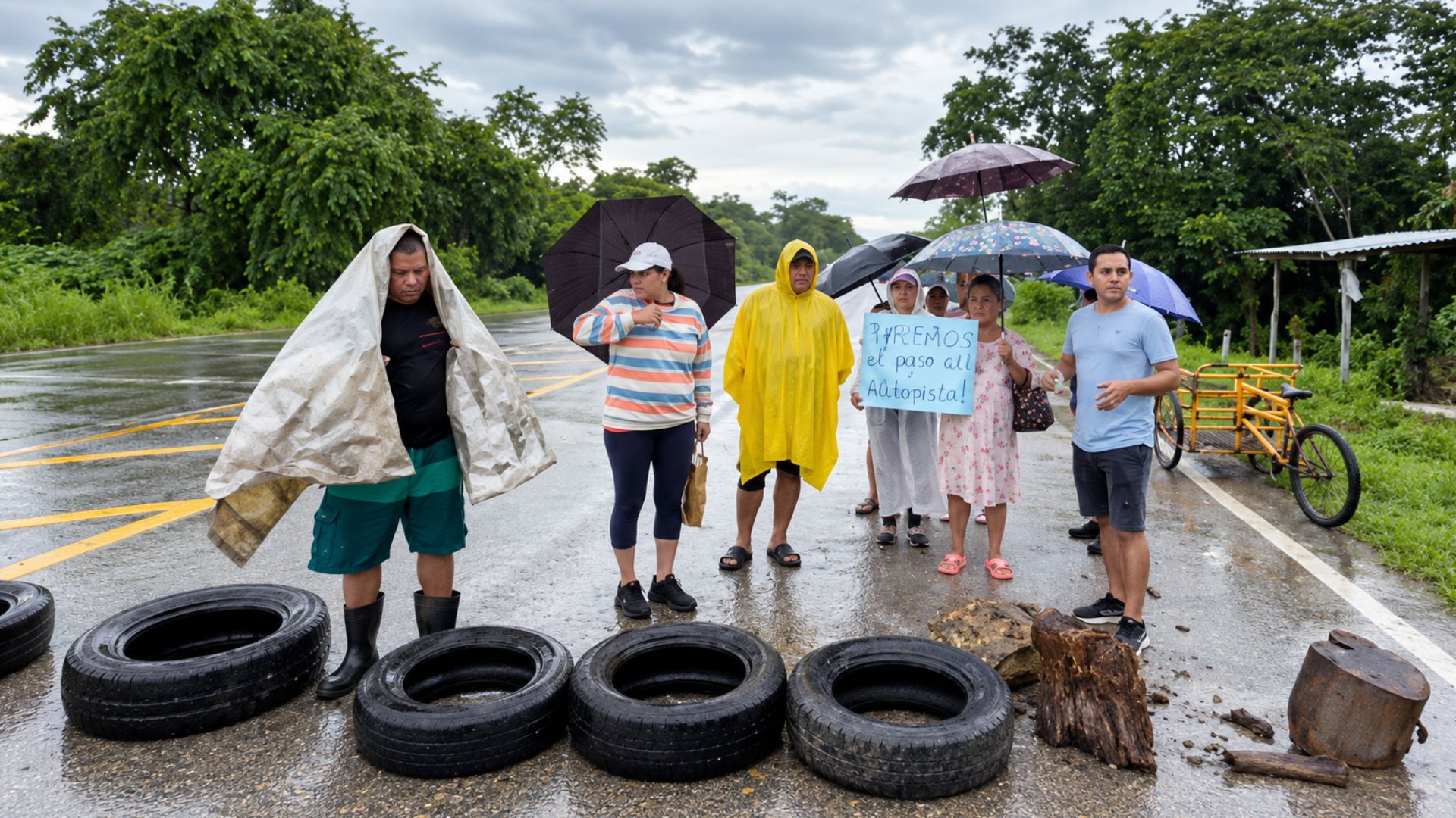 Habitantes de Vallehermoso bloquearon la vía corta a Mérida para exigir a CAPA una solución a la falta de agua potable que afecta a sus hogares.