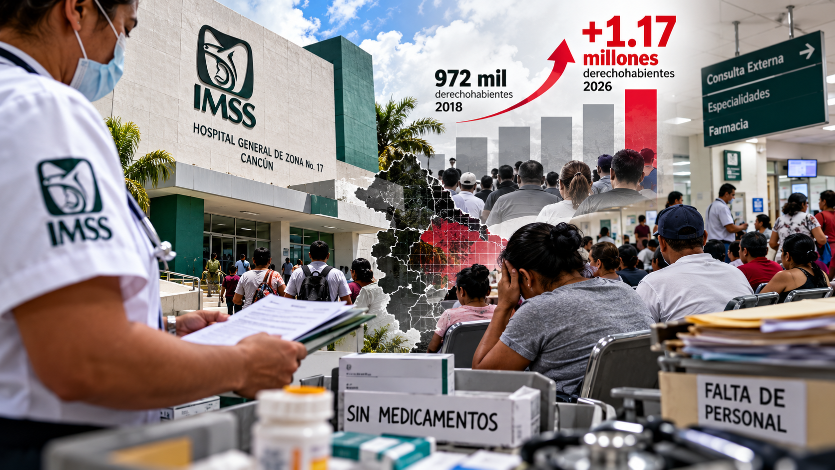 La población derechohabiente del IMSS en Quintana Roo pasó de 972 mil personas en 2018 a más de 1.17 millones en 2026.