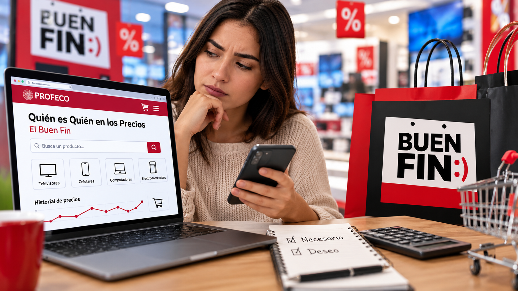 Profeco recomienda revisar el historial de precios y definir un presupuesto antes de aprovechar las promociones del Buen Fin 2026.