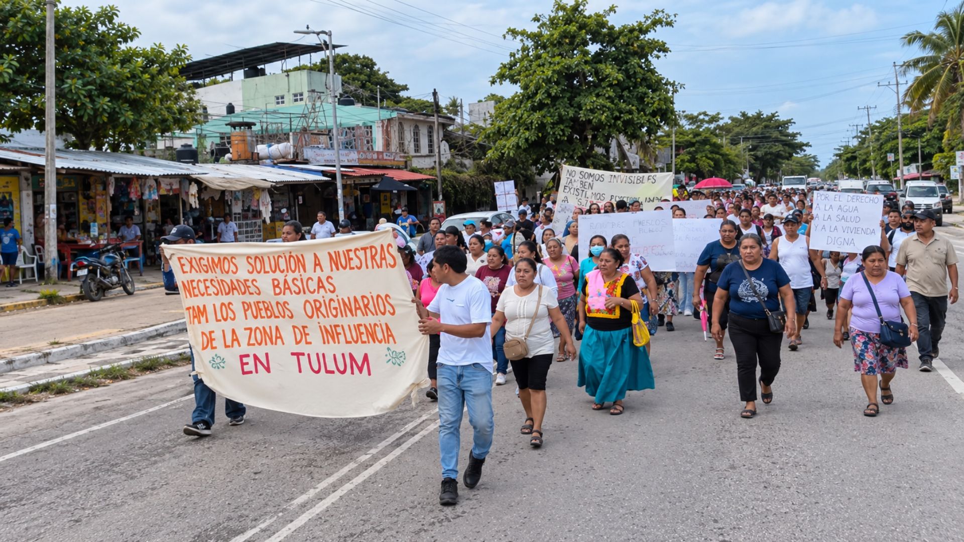 Trabajadores del Ayuntamiento de Tulum protestaron este 21 de octubre por descuentos salariales de hasta 1,500 pesos, según denunció el sindicato.